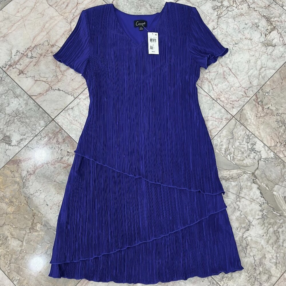Connected Apparel Sheath Dress Sz 14 Pleated Satin 80s Whimsigoth Fairy Work NWT